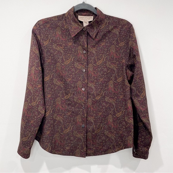 Jones New York Tops - Jones New York Silk Paisley Button Up Longsleeve